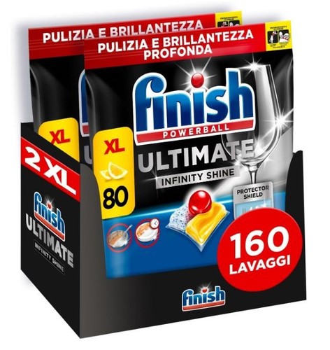 Finish Ultimate Infinity Shine Tabletten Spülmaschine 160 Kapseln Zitrone Protec