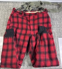 Woolrich Buffalo Plaid Mens Hunting Pants w/Suspenders Size Medium 34x30 Vintage