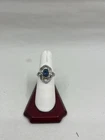 SterlingSilver 925 vintage blue oval sapphire ring ft filigree frame(4.13g,sz-7)