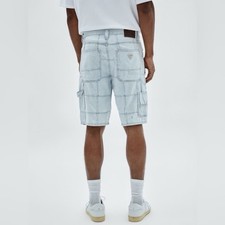 Guess Originals Windowpane Carpenter Baggy Shorts Jorts Mens Light Wash Sz 31