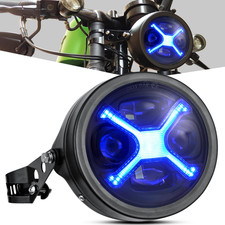Pkeduo 5-3/4 5.75 Inch Round Headlight Motorcycle Housing Bucket Smoke X-Style