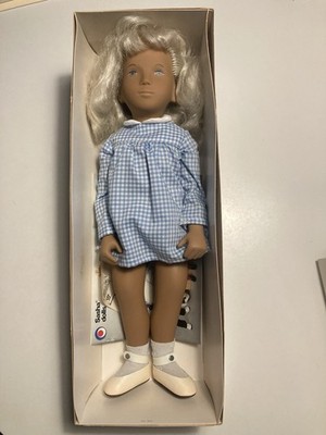 Vintage 1970s Sasha Fair Hair Girl Doll #107 in BLUE GINGHAM Dress