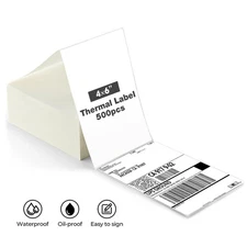 500 Fanfold 4" x 6" Direct Thermal Labels Perforated for Zebra Rollo MUNBYN UPS