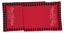 Red Plaid Merry Christmas Holiday Table Runner 51 Inches