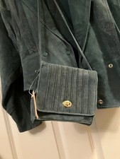 3 Piece Vintage NWT Chia Brand Suede Jacket L Skirt Size 12 Matching Bag