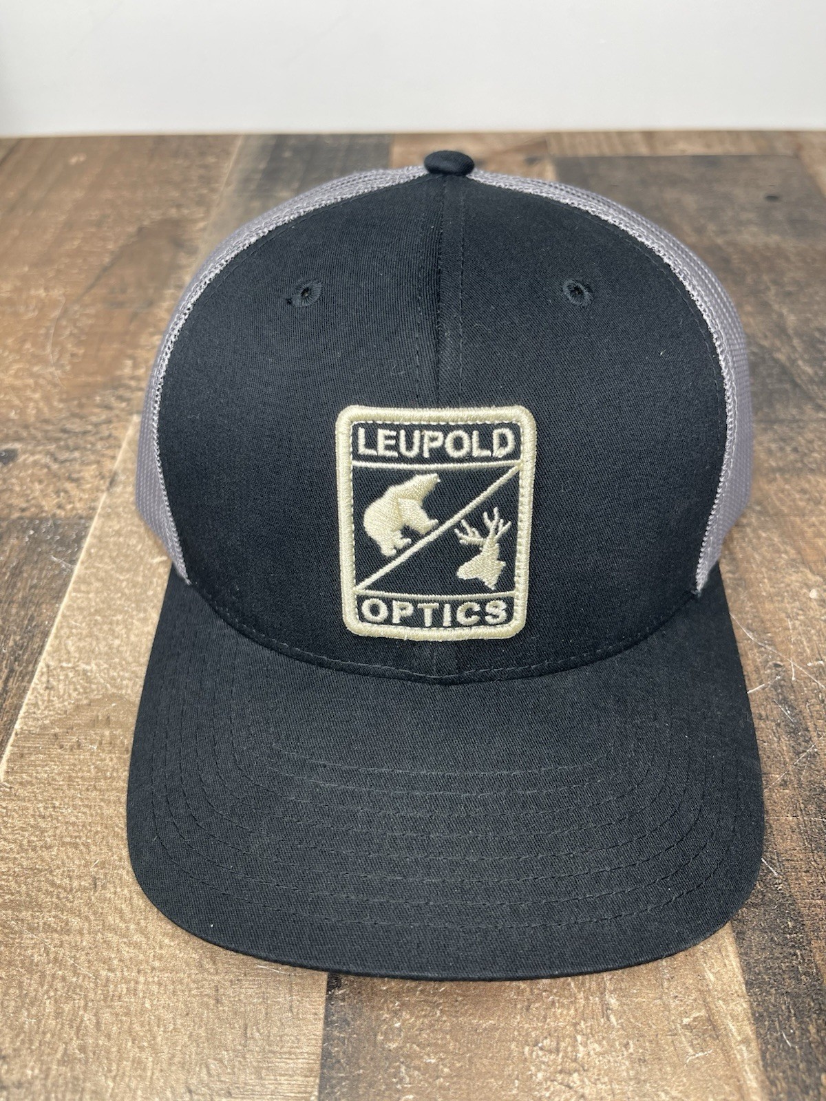 Leupold Optics Hat Black Trucker Cap Logo Cotton Adjustable