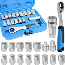 17PCS Pass Through Socket Set Chrome Vanadium...