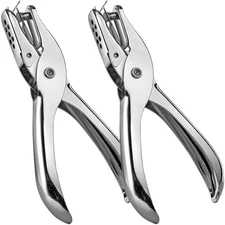 2 Pieces Small Single Hole Punch, 1/4 Inch One Paper Punch with 8 silver 