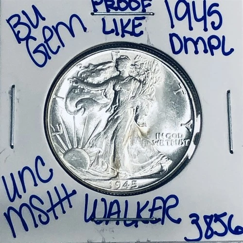 1945 BU UNCIRCULATED WALKING LIBERTY SILVER HALF DOLLAR AUTHENTIC U.S. MINT 3856