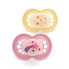 MAM Original Night Soothers  18-36 Months  2 Pack  Glow in The Dark Dummies 