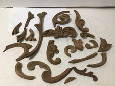 Vintage Ornate Oak Carved Wood Design Pieces Applique from Old Furniture