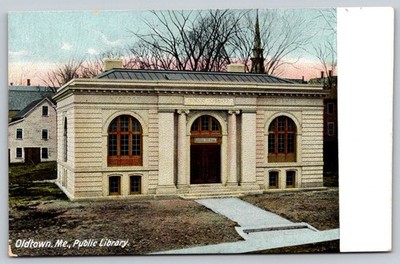 Oldtown Maine Public Library Vintage Postcard Hugh C. Leighton Co. German AA734