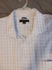 Pronto Uomo Tall Men's Dress Shirt Blue Checkered Pattern Cotton