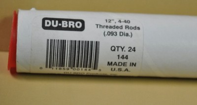 NEW DU-BRO 12  4-40 Threaded Rods (.093 Dia.) Qty 24 # 144 RC Planes, Boats, etc