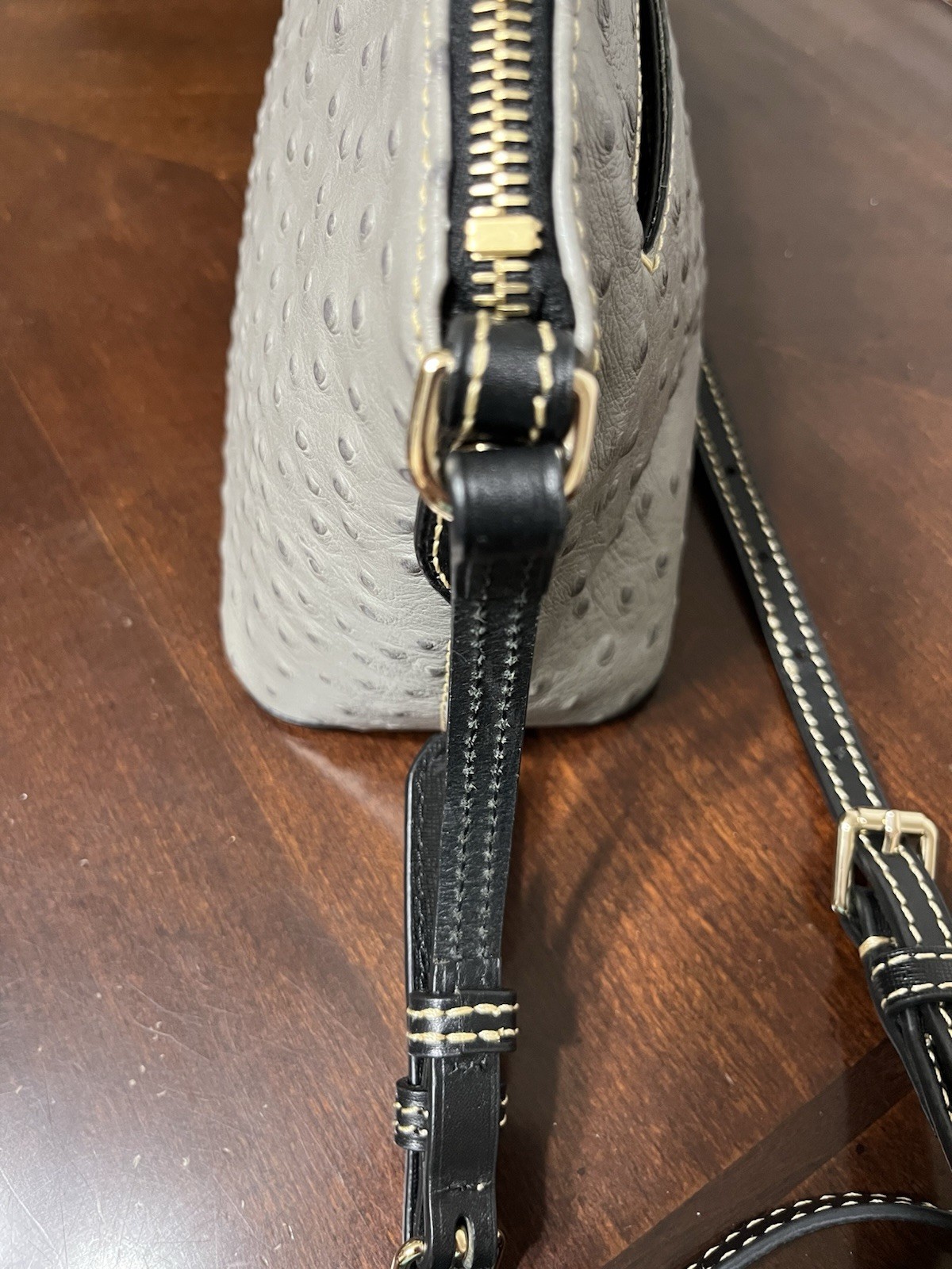 Dooney & Bourke Gray Ostrich Ruby Crossbody Purse - image 11