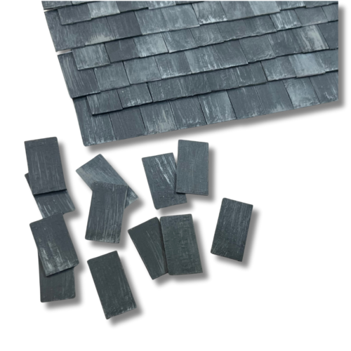Dolls House 1:24th Scale 250 x Styrene Miniature Roof Tiles in Aged Slate Grey - Picture 6 of 8
