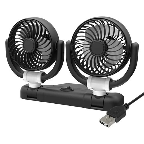 Stay Cool on the Road Car Cooling Fan with Rotatable Dual Heads USB