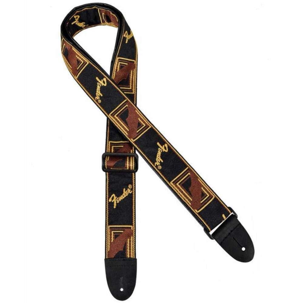Fender Guitar Strap Monogrammed PVC Underside Brown Yellow Black