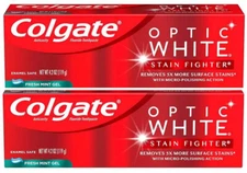 Colgate Optic White Stain Fighter Toothpaste - Fresh Mint Gel , 4.2oz   2-PACK