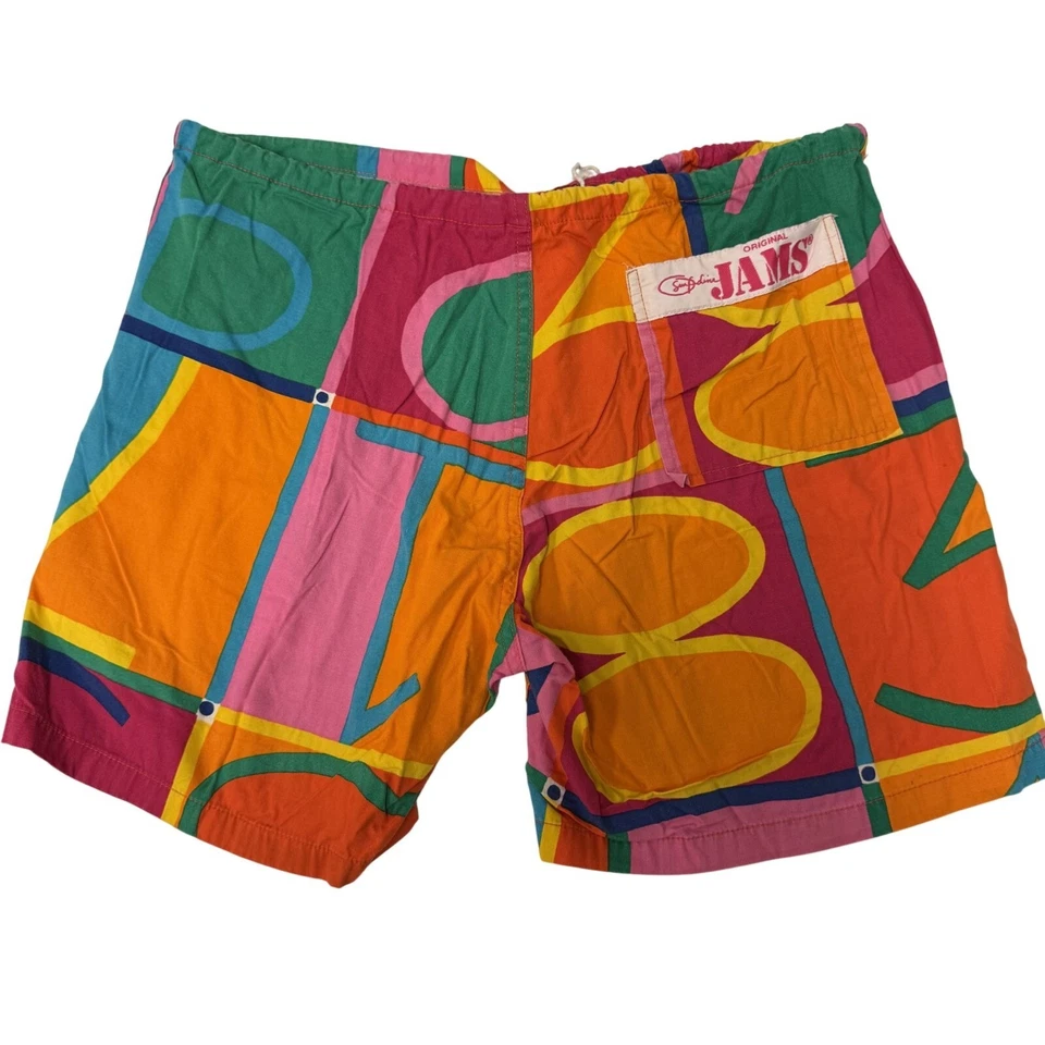 Винтажный 80 оригинальный JAMS серфинга линия геометрические цифры неоновые цвет блока серфер шорты - Изображение 3 из 4