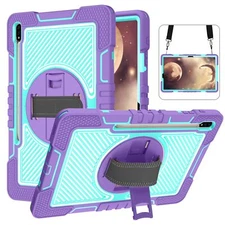 For Samsung Galaxy Tab S7 FE 12.4 2021 Case with Shoulder Strap / Rotating Stand