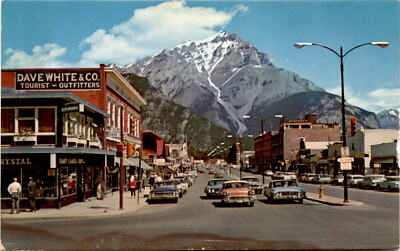 Dave White & Co., Banff Avenue, Cascade Mountain, Banff National Park, Postcard