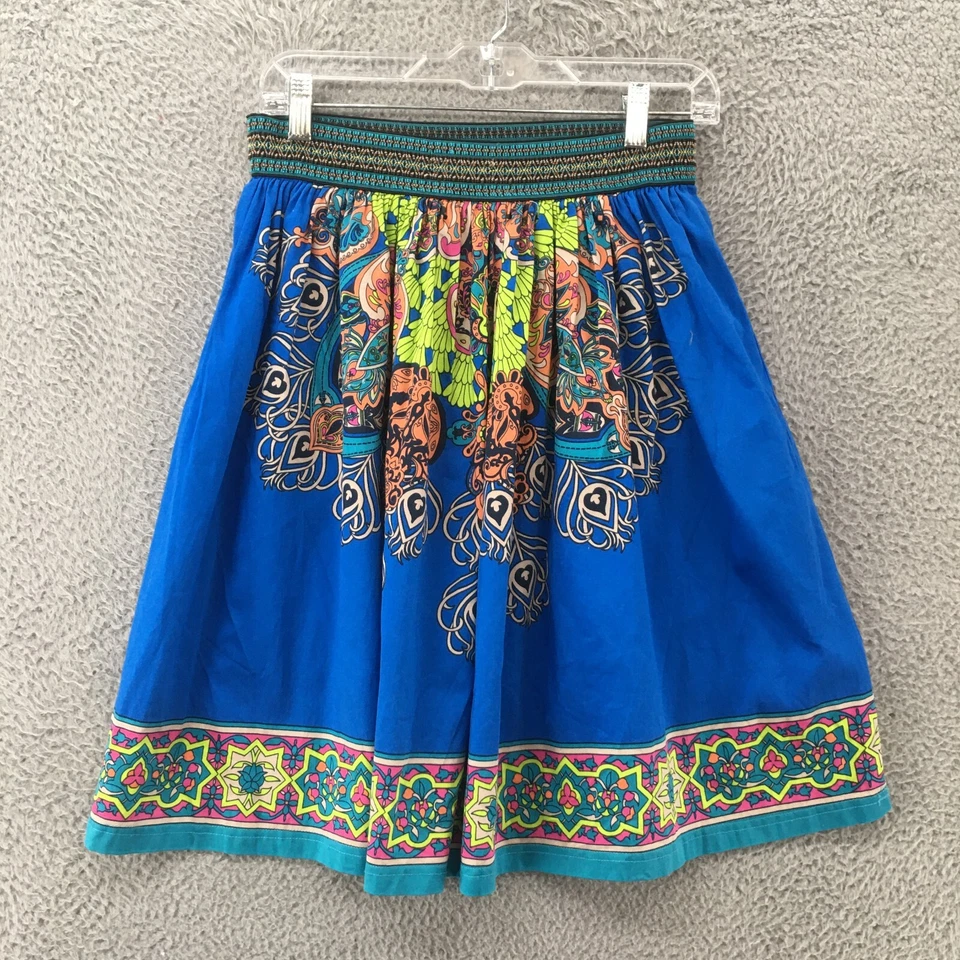 Flying Tomato A Line Skirts Womens Small (Actual 28x23) Blue Pleated Printed - Image 4 of 4