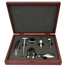 Wine Accessories - All-Inclusive 7-piece Set in Wood Display Case W124