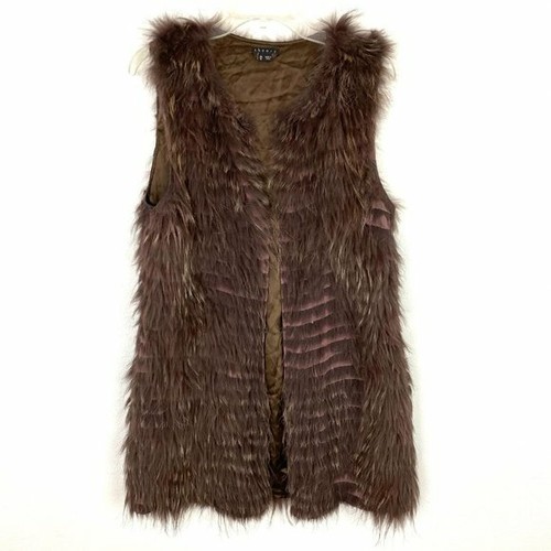 Theory Brown Pink Caris Coyote Fur vest 