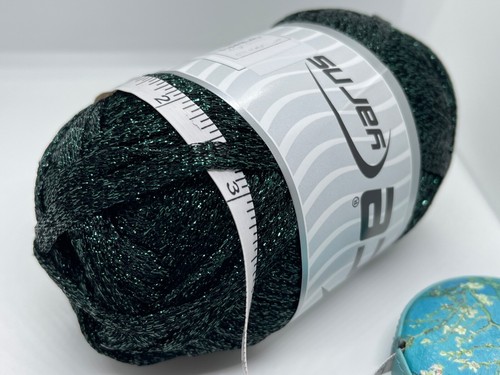 Halley Green Black 80891 Ice Yarns Metallic Lurex Glitter Ribbon 50g 109yd 1/4"w - Picture 4 of 7