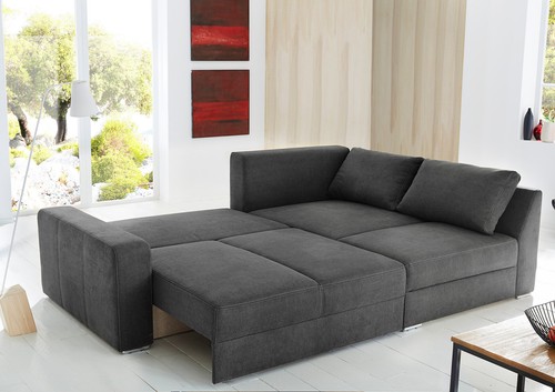 ECKSOFA-DAUERSCHLÄFER Federkern Topper Bettkasten Schlafcouch in Grau Anthrazit - Bild 3 von 14