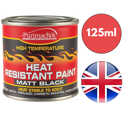 Everbuild Matt Black Heat Resistant Paint Fire Oven Stove Engine Exhausts- 125ml - Picture 4 of 4
