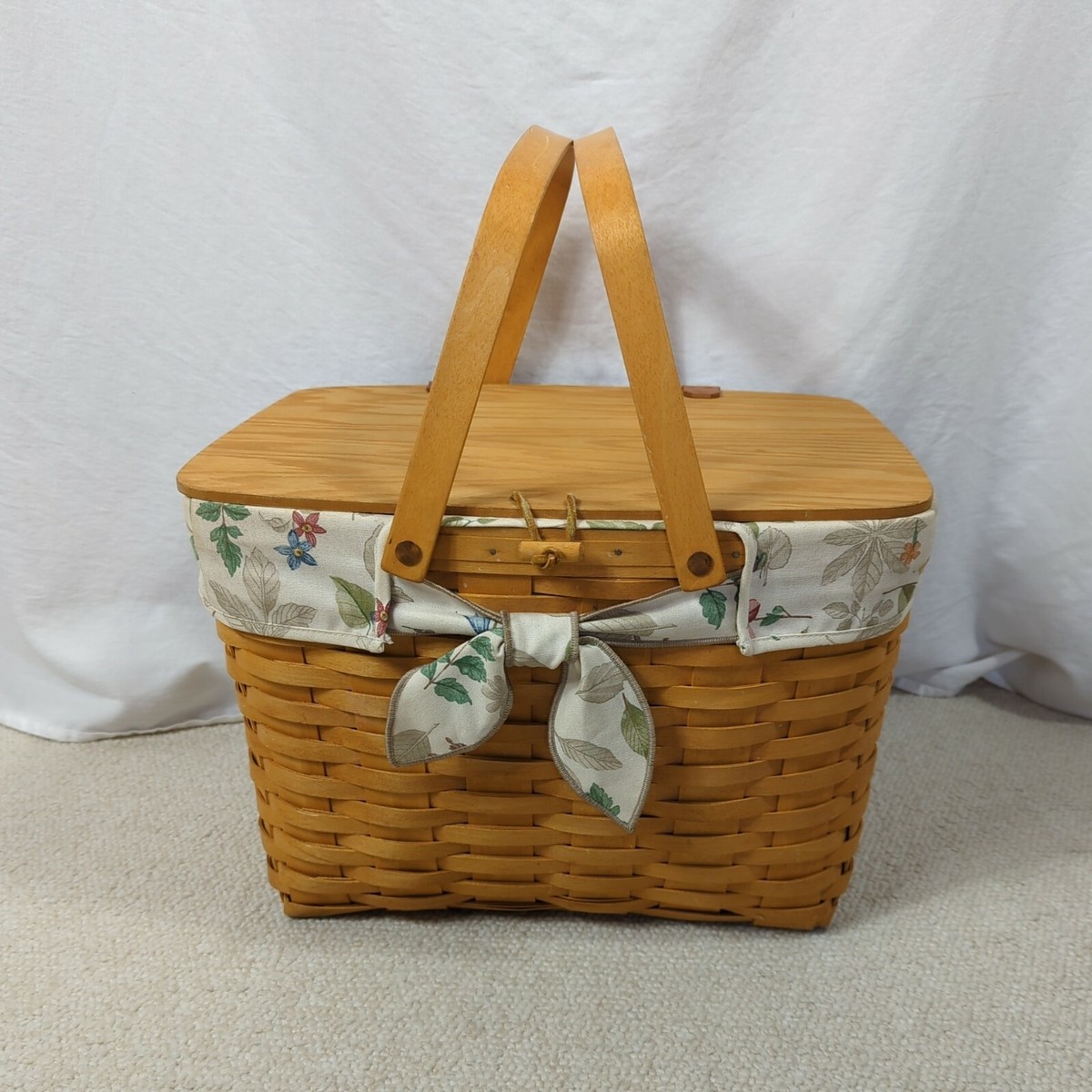 【重要•追記有】Longaberger Large Picnic Basket VTG Longaberger Large Picnic Basket With Protector And