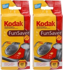 2 x Kodak FunSaver 35mm One Time Use Disposable 800 ISO Flash Camera, 27 Exp.