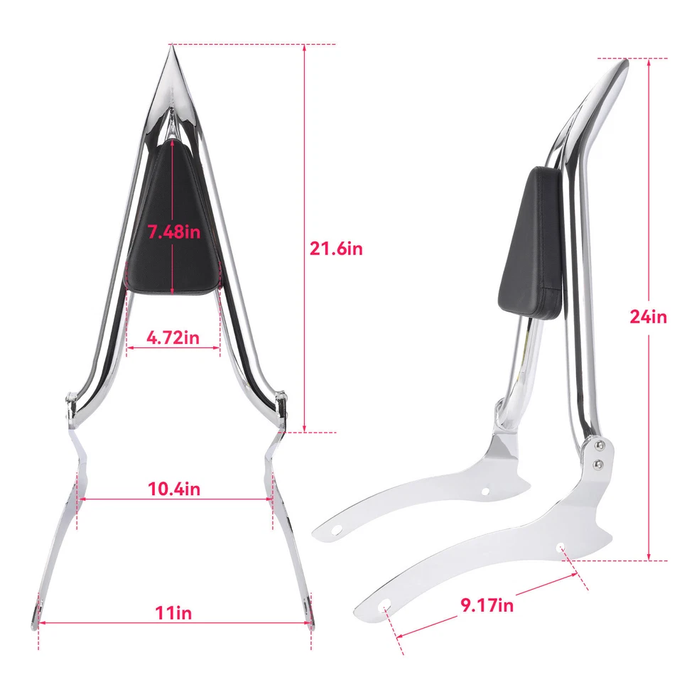 24"Tall Detachable Backrest Sissy Bar For Yamaha V Star 1100 XVS1100 2000-2011 - Изображение 2 из 4