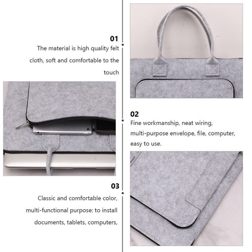 1Pc Portable Laptop Storage Bag Tablet Container Felt Business Hand Pouch - Bild 8 von 12