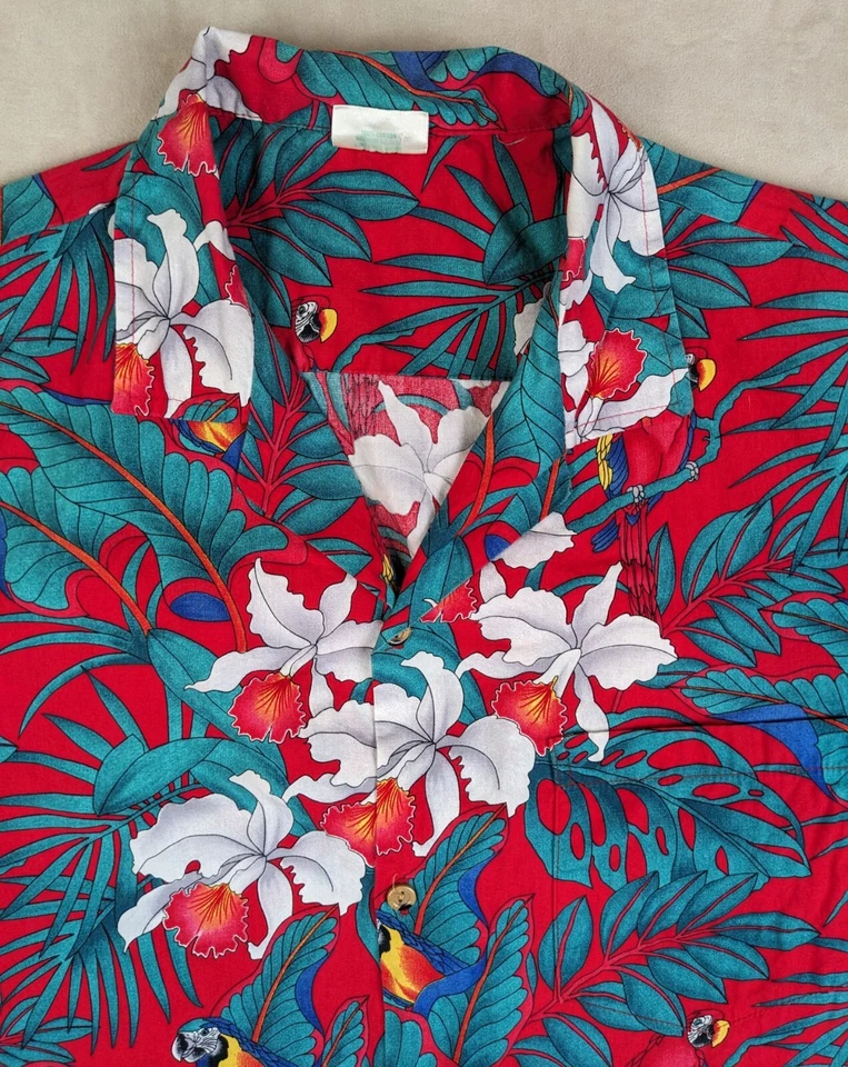 Большая мужская рубашка Jade Fashions гавайские попугаи хлопок грудь 46 дюймов - Изображение 2 из 4