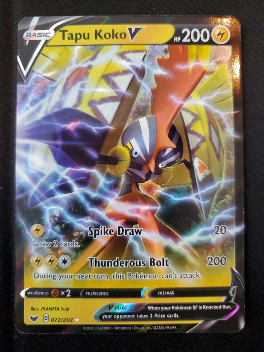 Tapu Koko V 072/202 Sword & Shield Base Set ULTRA RARE Pokemon Card NEAR  MINT