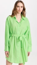 VELVET By Graham & Spencer Addison Cotton Poplin Button Up Dress Glow S $229 F16