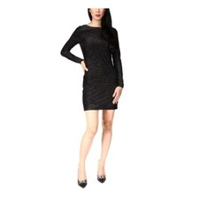 Michael Michael Kors Womens Black Long Sleeve Short Party Sheath Dress Xxl - All
