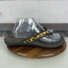 Vionic Sandal Womens 9 Wedge Patent Leather Tide II Flip Flop Orthoheel Thong