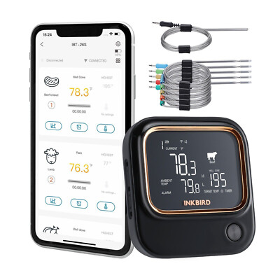 INKBIRD 5G WiFi BBQ Thermometer IBT-26S Bluetooth Remote 