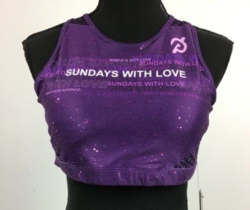 NWT Women's Peloton Sports Bra Sundays With Love Purple Glitter Size Large