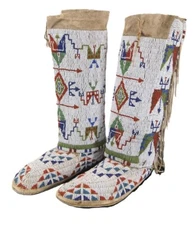 Powwow Regalia Native American Style Handmade Beaded Moccasin Leggings LGM07