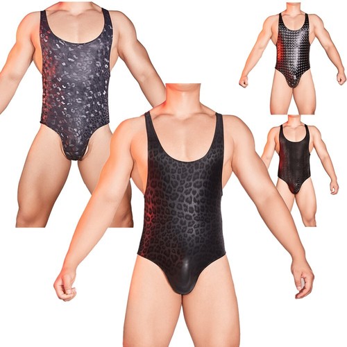 Mens Rompers Pole Dancing Jumpsuit Smooth Leotard Bodycon Bodysuit U Neck Sexy - Picture 6 of 56