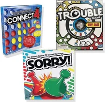 Classic Tabletop Game Bundle Connect 4 Sorry Trouble Fun Strategy Family Game