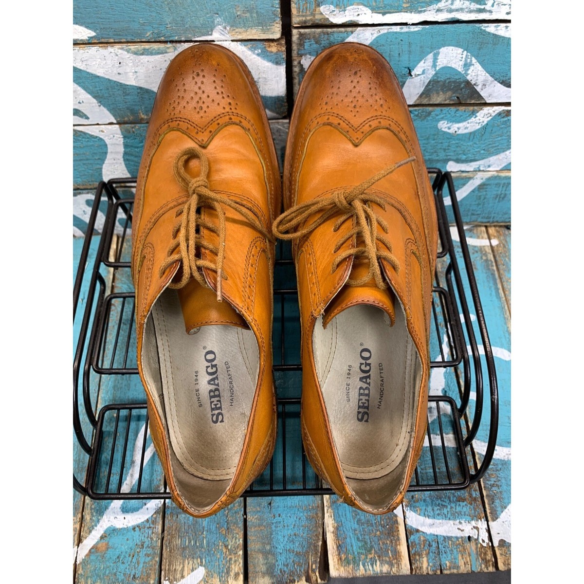 SEBAGO Brattle Leather Wingtip Brogue Men\'s size 8.5 D Cognac Brown Tan Sebago Men main image 3