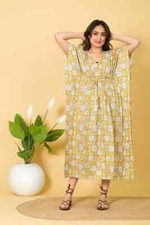 1PC Indian Vintage 100% Cotton Long Beach Maxi Kaftan Dress Caftan Kimono