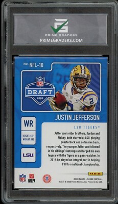 justin jefferson graded rookie card 2020 Leaf Draft #40 (Gem Mint 10) Justin Jefferson 2020 Panini Illusions