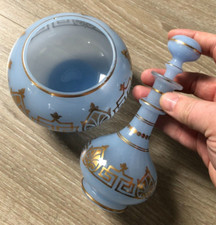 Ancien Flacon & Vide poche Opaline XIXéme Charles X frise